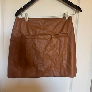Brown faux leather skirt